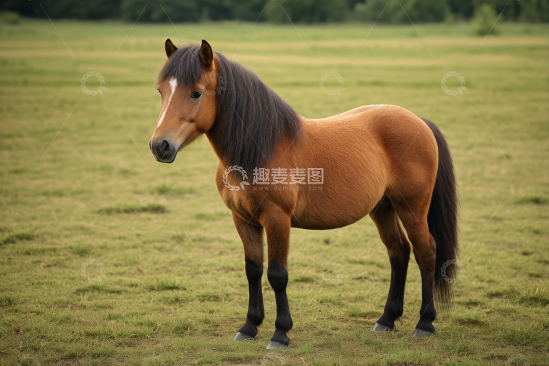 高清大图下载【趣麦麦图】草原上站立的棕色骏马