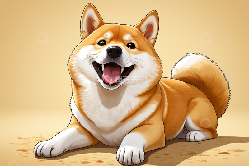 高清大图下载【趣麦麦图】趴着的可爱柴犬