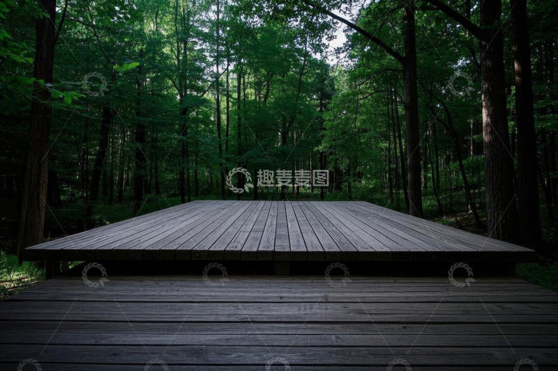 高清大图下载【趣麦麦图】森林中的木质平台场景