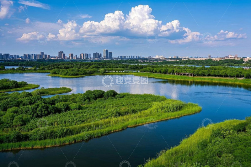 高清大图下载【趣麦麦图】城市边缘湿地自然风光