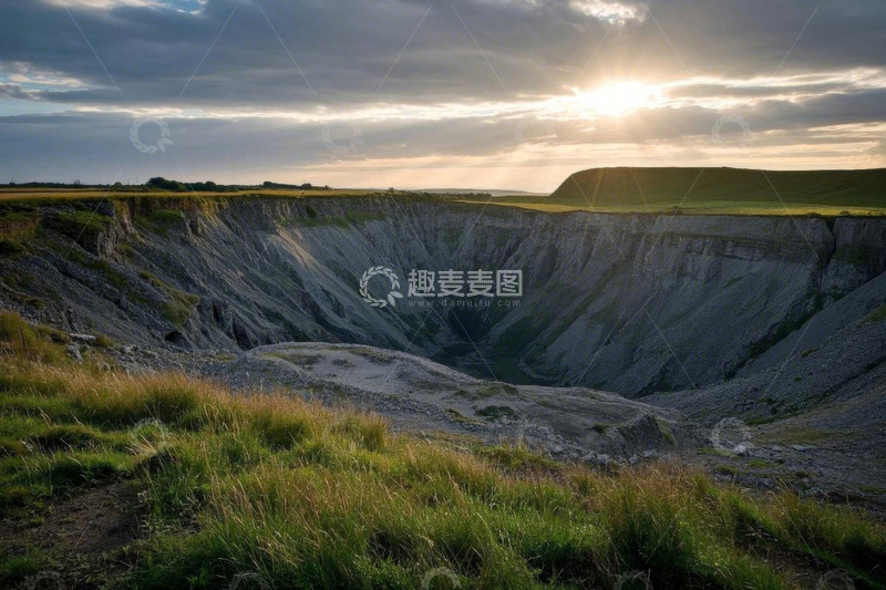 高清大图下载【趣麦麦图】日落时分的采石场景观