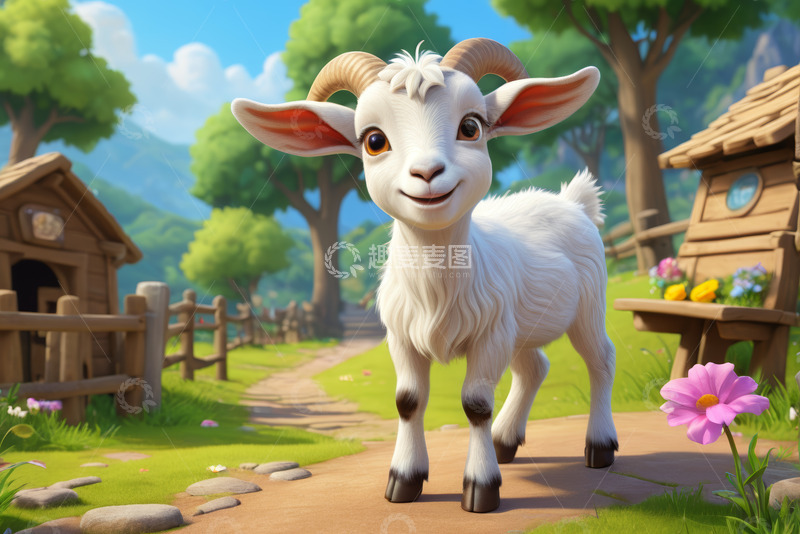 高清大图下载【趣麦麦图】农场可爱山羊卡通形象