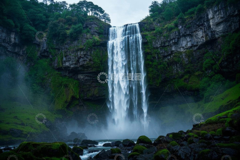 高清大图下载【趣麦麦图】山间壮观瀑布自然景观