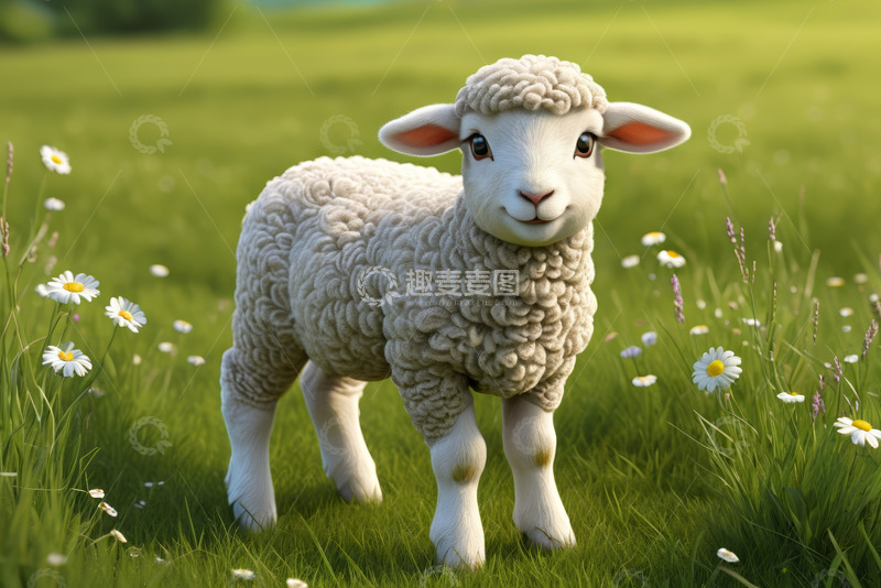 高清大图下载【趣麦麦图】草地上的小羊
