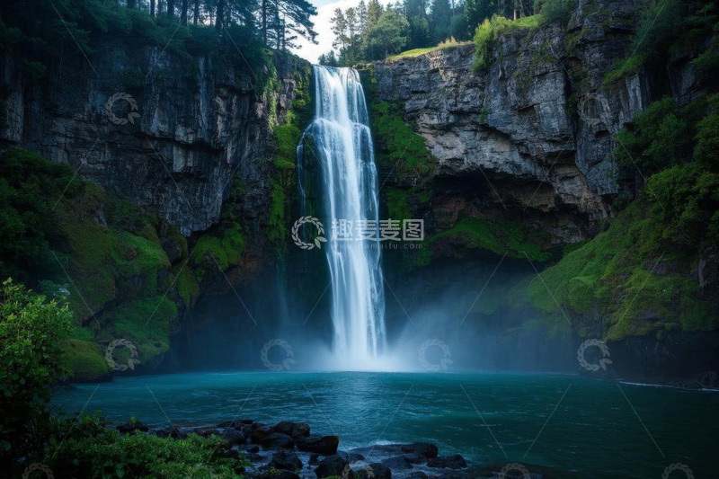 高清大图下载【趣麦麦图】自然景观中的壮观瀑布