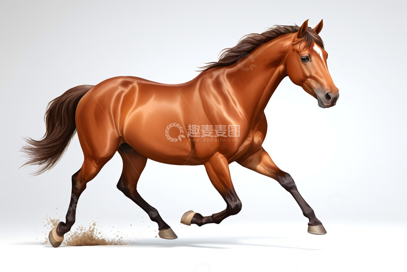 高清大图下载【趣麦麦图】奔跑的棕色骏马