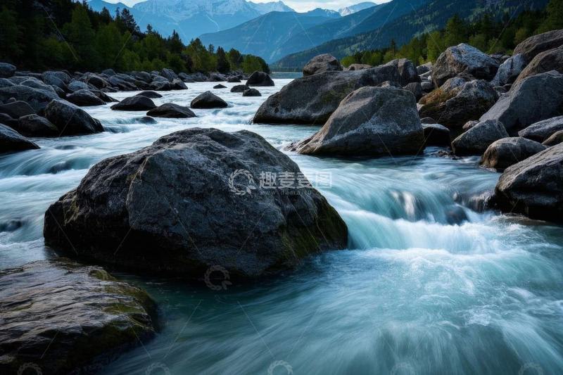 高清大图下载【趣麦麦图】山间河流与岩石自然景观