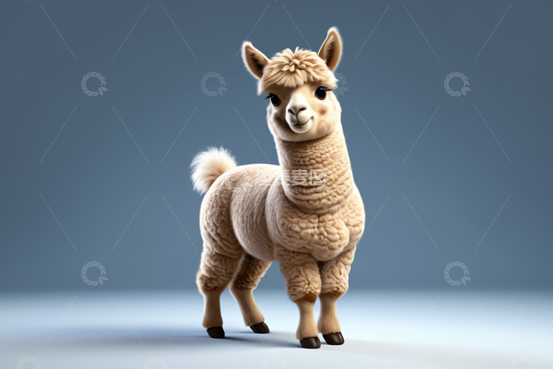 高清大图下载【趣麦麦图】可爱羊驼正面站立特写