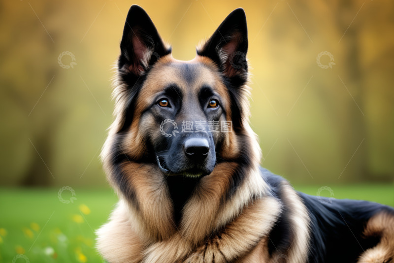 高清大图下载【趣麦麦图】德国牧羊犬户外特写