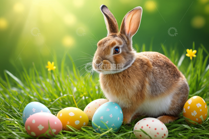 高清大图下载【趣麦麦图】复活节兔子与彩蛋