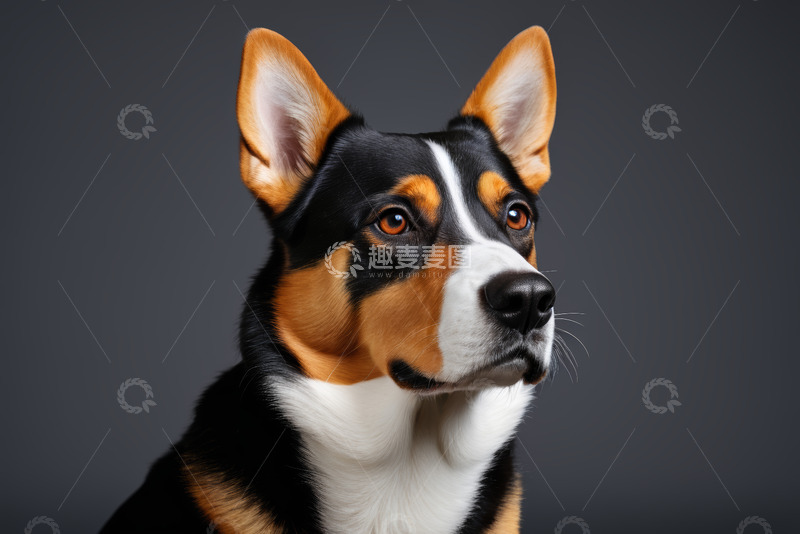 高清大图下载【趣麦麦图】三色犬特写肖像