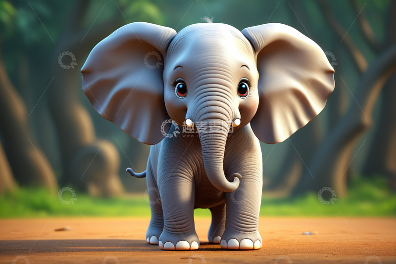 高清大图下载【趣麦麦图】卡通小象森林场景
