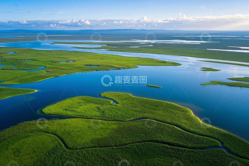 高清大图下载【趣麦麦图】航拍湿地河流自然风光