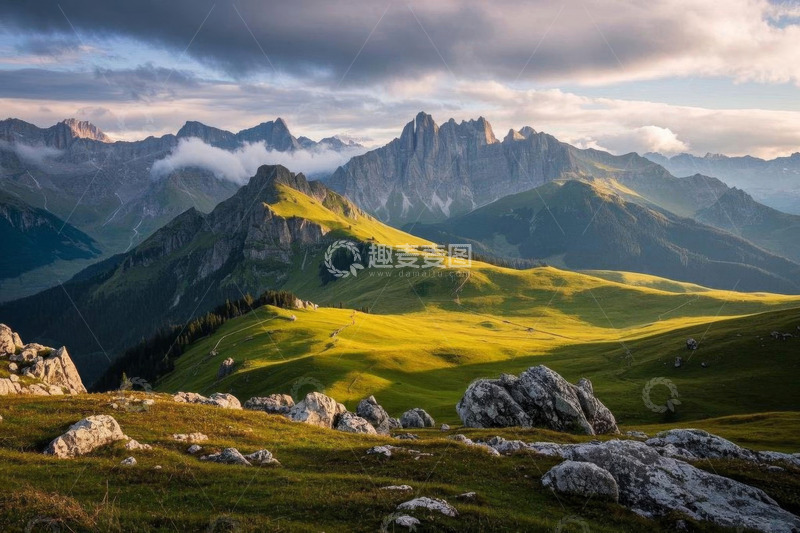 高清大图下载【趣麦麦图】阿尔卑斯山自然风光全景