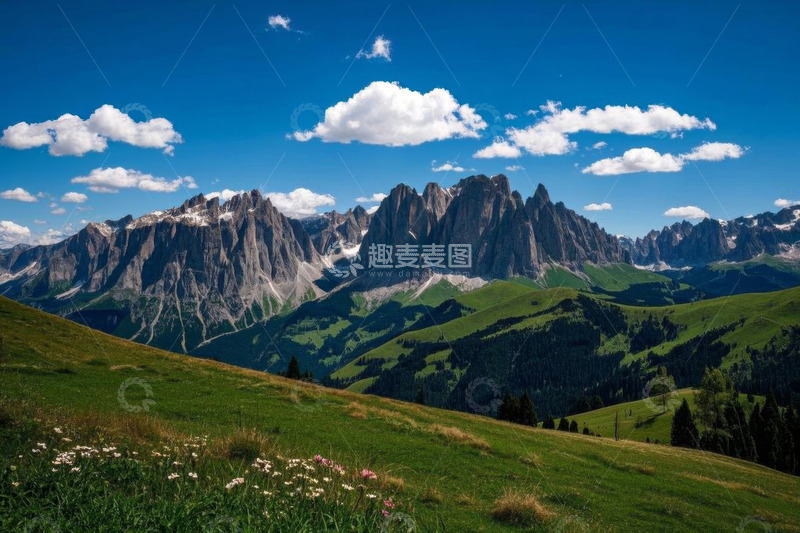 高清大图下载【趣麦麦图】阿尔卑斯山自然风光全景
