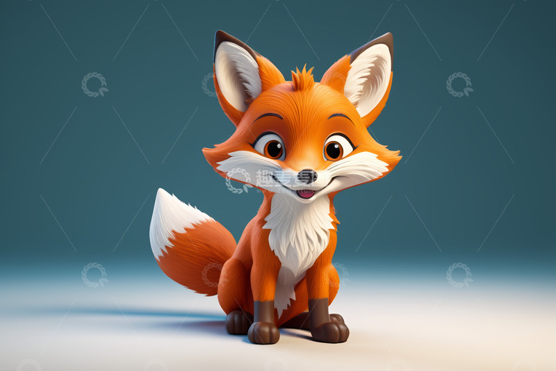高清大图下载【趣麦麦图】可爱动画狐狸正面形象