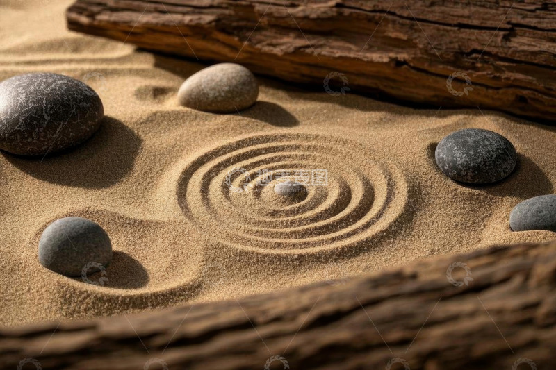 高清大图下载【趣麦麦图】沙石与石子构成的禅意景观