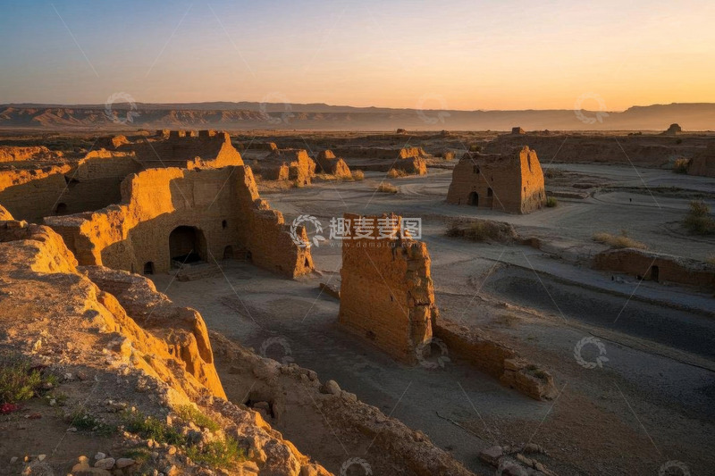高清大图下载【趣麦麦图】沙漠中的历史遗迹全景