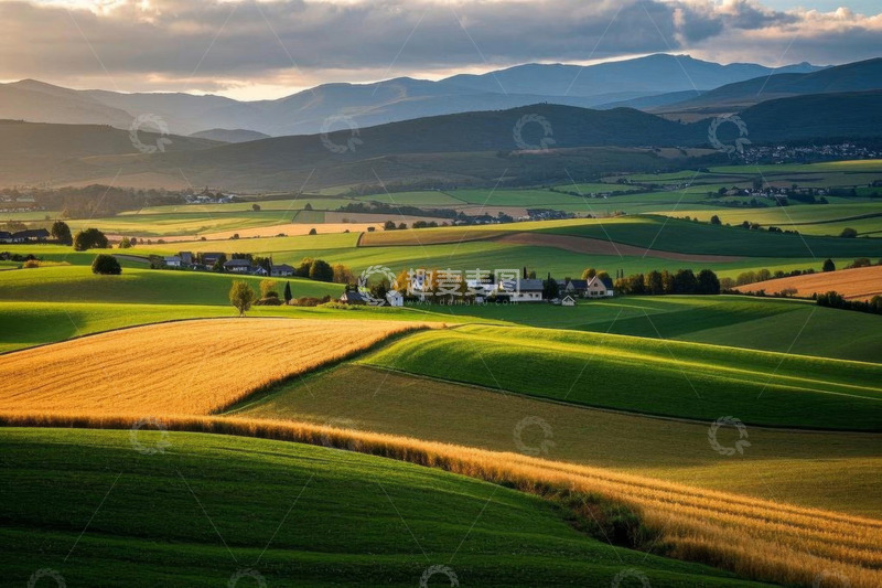 高清大图下载【趣麦麦图】田园山丘自然风光全景