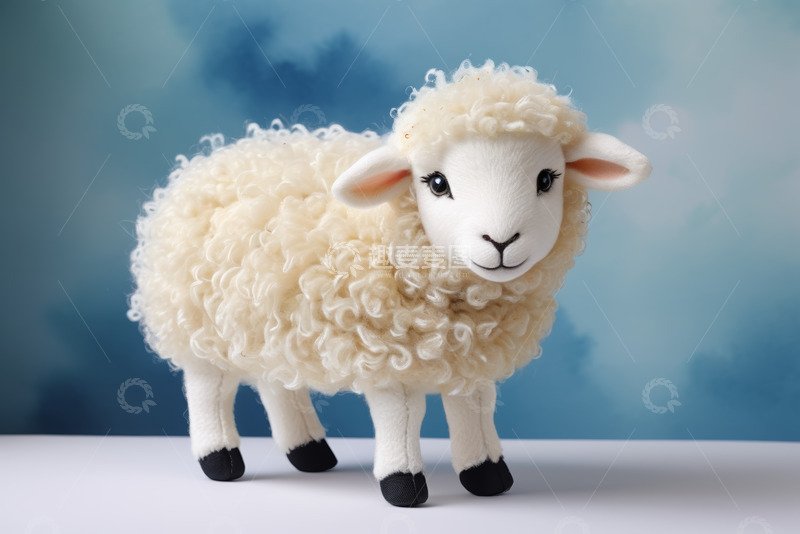 高清大图下载【趣麦麦图】白色可爱绵羊毛绒玩具