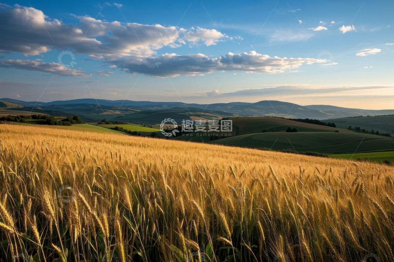 高清大图下载【趣麦麦图】广阔麦田自然风光全景