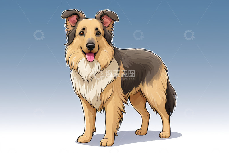高清大图下载【趣麦麦图】站立的卡通牧羊犬形象