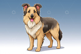站立的卡通牧羊犬形象