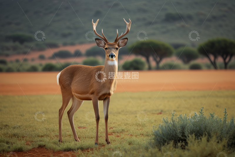 高清大图下载【趣麦麦图】草原上站立的鹿
