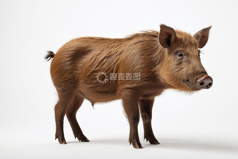 高清大图下载【趣麦麦图】站立的棕色野猪素材