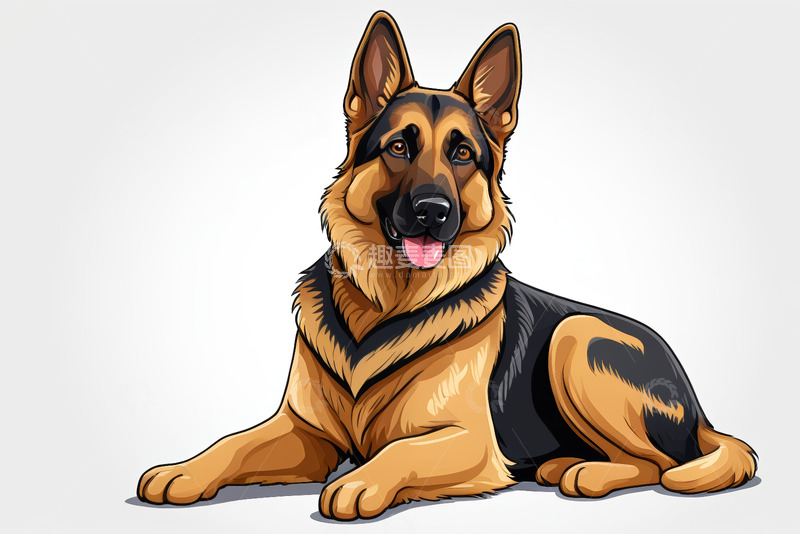 高清大图下载【趣麦麦图】德国牧羊犬卡通形象素材