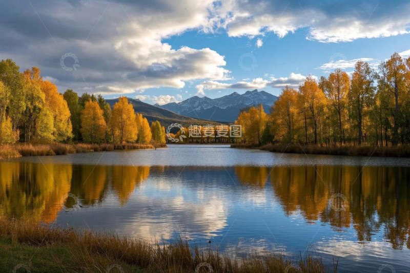 高清大图下载【趣麦麦图】秋日湖泊森林自然风光