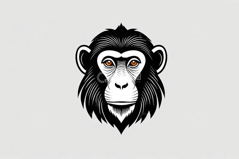 高清大图下载【趣麦麦图】简约风格猴子头像插画