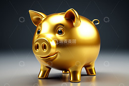 金色小猪存钱罐特写