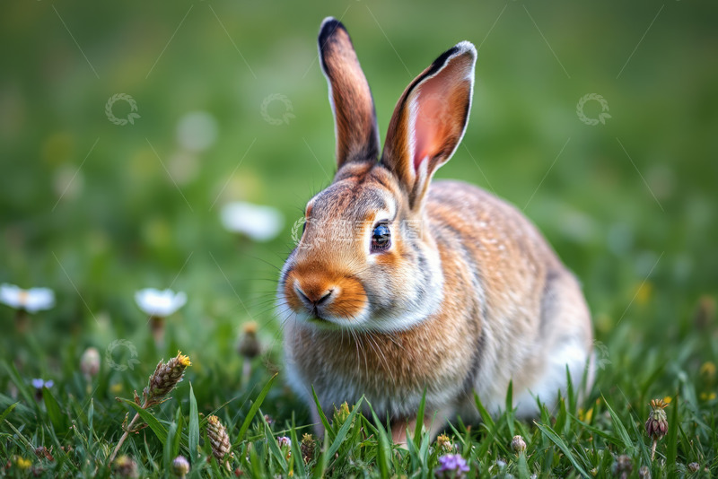 高清大图下载【趣麦麦图】草地上的棕色兔子特写