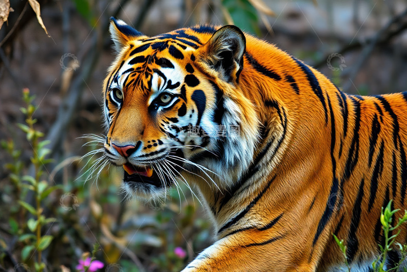 高清大图下载【趣麦麦图】老虎丛林中特写