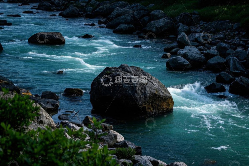 高清大图下载【趣麦麦图】河流中的岩石自然景观