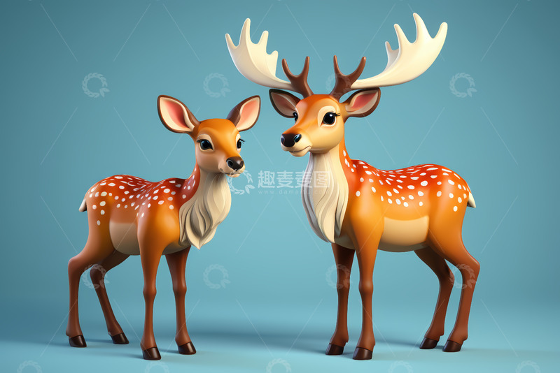 高清大图下载【趣麦麦图】卡通鹿形象素材
