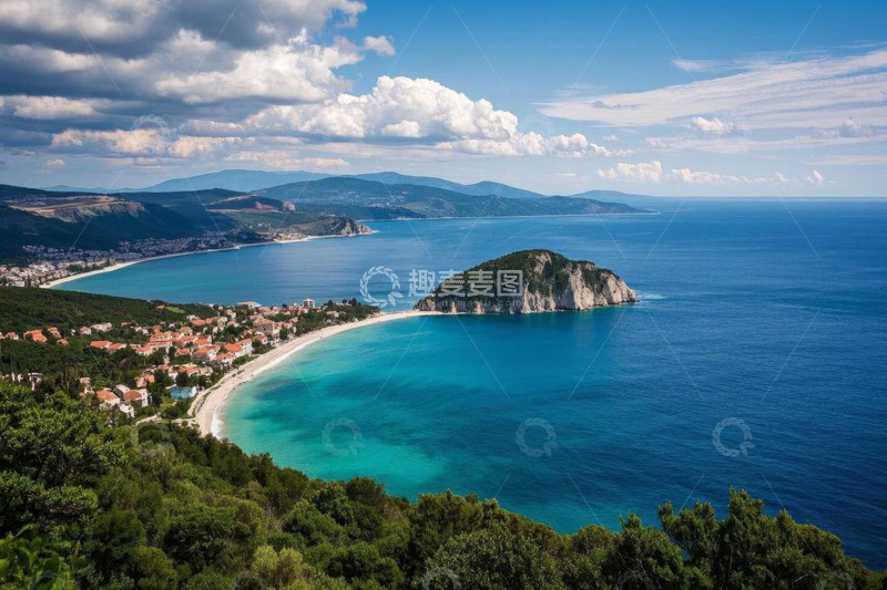 高清大图下载【趣麦麦图】俯瞰海岸线与海滩风景