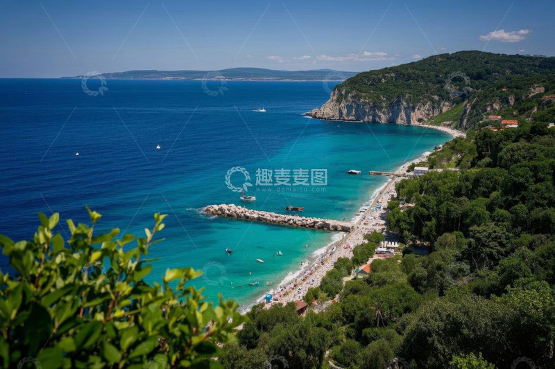 高清大图下载【趣麦麦图】俯瞰蓝色海滩与海岸风光
