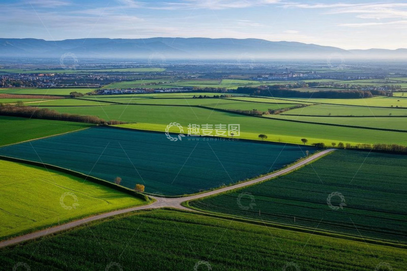 高清大图下载【趣麦麦图】航拍绿色田野乡村风光