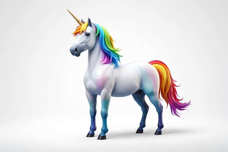 高清大图下载【趣麦麦图】彩色独角兽3D模型
