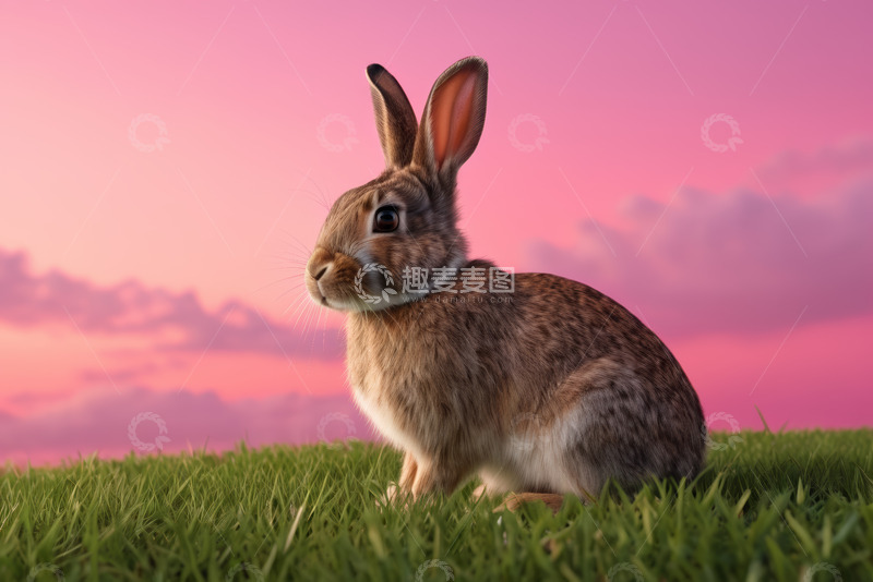 高清大图下载【趣麦麦图】草地上的兔子