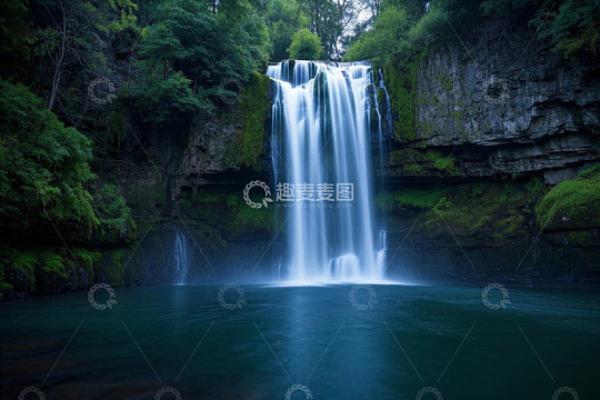 山林中的瀑布自然景观