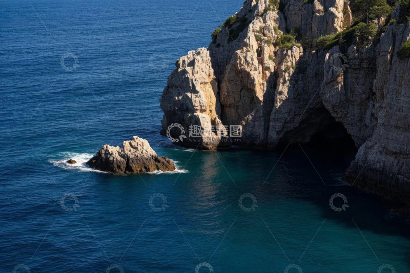 高清大图下载【趣麦麦图】海岸边岩石与蓝色海洋景观