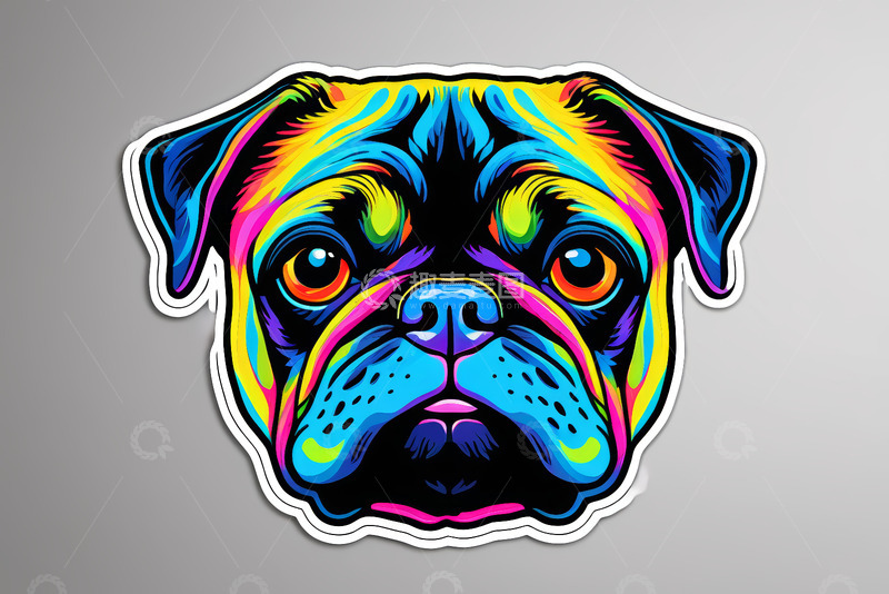 高清大图下载【趣麦麦图】彩色卡通哈巴狗头像