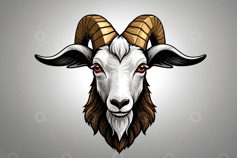 高清大图下载【趣麦麦图】山羊头部动画插画