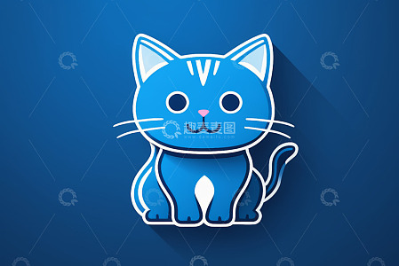 蓝色卡通小猫图案