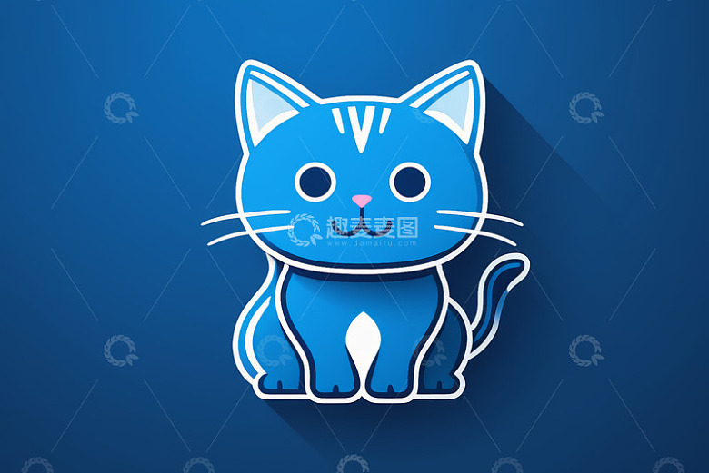 蓝色卡通小猫图案