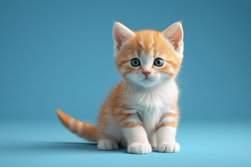 橘白相间小猫坐立画面