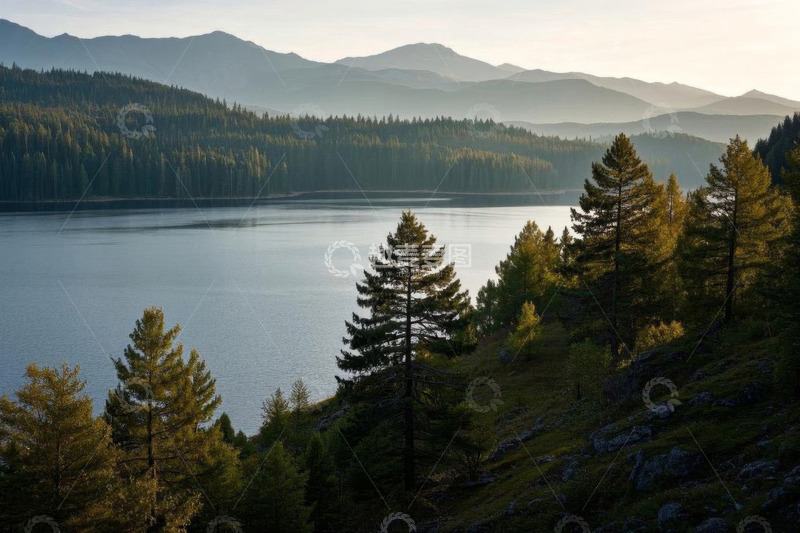 高清大图下载【趣麦麦图】山林间湖泊自然风光